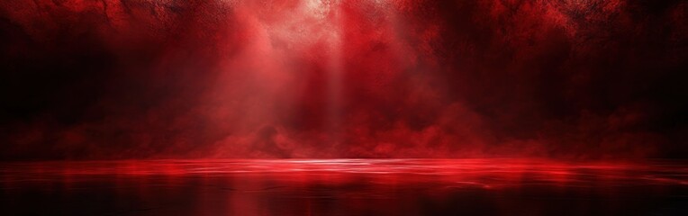 Poster - Atmospheric Red and Black Space with Crimson Light, Moody Abstract Background, Ethereal Glow and Dramatic Shadows