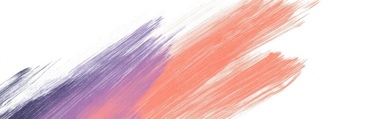 Aufkleber - Brush strokes of purple and salmon paint creating a minimalist and modern background with diagonal strokes on white