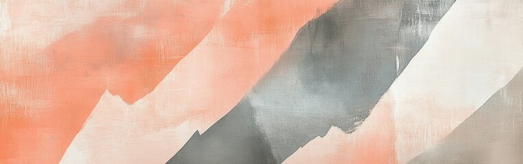Leinwandbilder - Abstract painting with salmon, gray and beige brushstrokes - contemporary artistic background with textured patterns