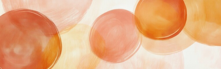 Leinwandbilder - Soft Pencil Strokes Wash with Circular Shapes in Abstract Warm Palette Background