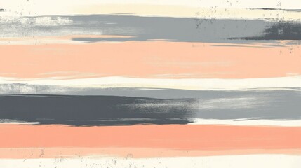 Poster - Soft peach and gray horizontal stripes dissolving into a subtle textured background-Abstract Painting