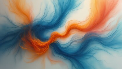 Poster - Abstract vibrant energy wave art with intertwining blue and orange hues creating a dynamic swirling pattern