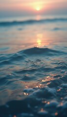 Leinwandbilder - Sunset Reflecting on Gentle Ocean Waves, Creating a Dreamy and Serene Marine Landscape
