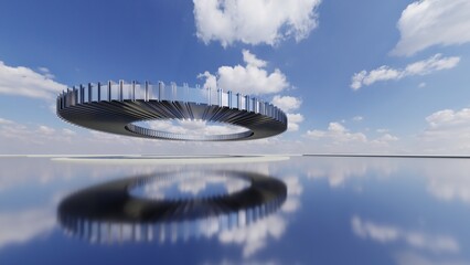 Poster - 3d illustration of abstract minimal architecture background, geometric architectural with chrome or metallic curve design, Car presentation