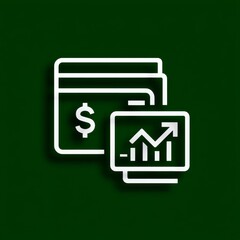 Poster - Financial Growth and Investment Icon: Dollar Sign and Upward Trending Chart on Dark Green Background
