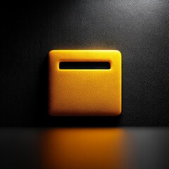 Poster - Golden Rectangular Object on Dark Textured Surface with Subtle Reflection, Illuminated in a Minimalist Style