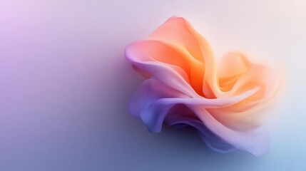 Leinwandbilder - Abstract pastel composition with soft shapes and gradients. Features a textured fabric-like form in shades of orange purple and white. The lighting highlights the form creating depth and dimension. 