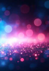 Fototapete - Blur neon glow. Color light overlay. Fluorescent radiance. Defocused vibrant pink blue soft flecks texture on dark art empty space background