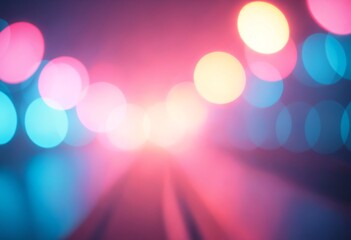Aufkleber - Blur neon glow. Color light overlay. Fluorescent radiance. Defocused vibrant pink blue soft flecks texture on dark art empty space background