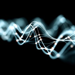 Aufkleber - Abstract Network: Interconnected Lines with Glowing Nodes on a Dark Background 