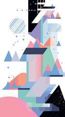 Wall Mural - abstract geometric mountain landscape with pastel triangles and shapes flat vector illustration