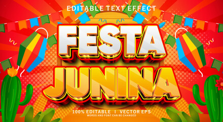 Wall Mural - festa junina 3d vector text effect with modern style design