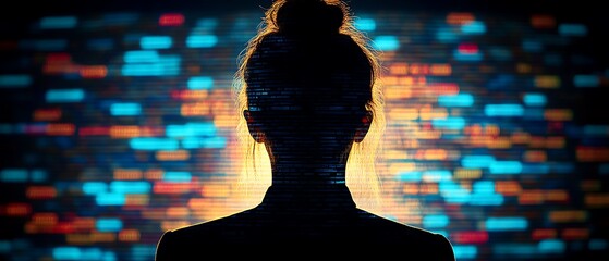 Woman Silhouette Data Wall