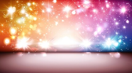 Canvas Print - Colorful stage lights sparkle on empty stage