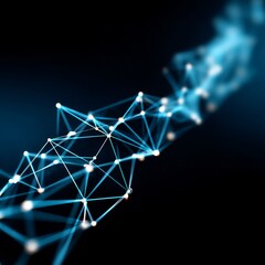 Fototapete - Abstract Blue Network: A Glowing Plexus of Connections in a Dark Void, Showcasing Interconnectivity and Futuristic Technology