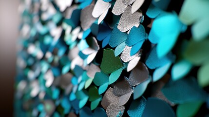 Wall Mural - Close-up colorful abstract wall art, teal, silver, green
