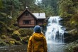 © YouraPechkin - Exploring a serene waterfall beside a rustic cabin in the forest during the daytime