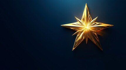 Poster - Glowing gold star on dark blue background.