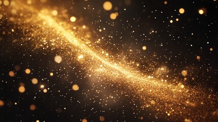 Poster - Abstract gold glitter swirl on black background.