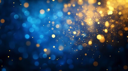 Aufkleber - Abstract blue and gold bokeh lights background.