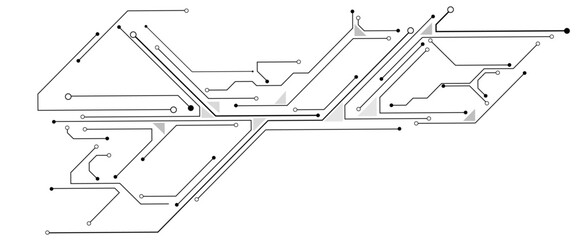 Leinwandbilder - Vector Technology black circuit diagram concept. Abstract technology on white background. High-tech circuit board .