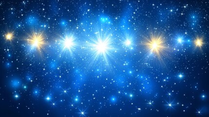 Aufkleber - Bright stars shining in a dark blue night sky, glowing with light and sparkle.