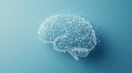 Leinwandbilder - Abstract polygonal brain illustration on blue background.