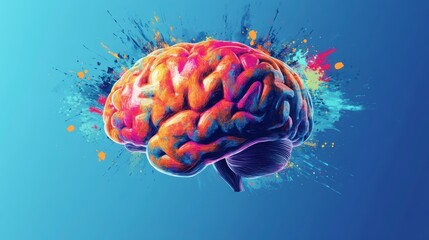 Aufkleber - Colorful brain splash art; creative, idea, thinking, intelligence concept.