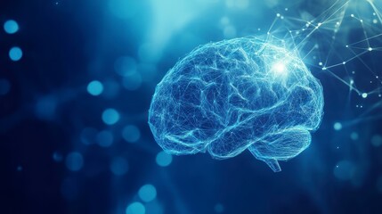 Aufkleber - Abstract glowing human brain with neural network connections.