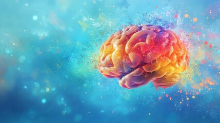 Aufkleber - Colorful brain exploding with vibrant energy and creativity, representing intelligence, ideas, and innovation.