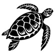 © PixelArtBox - Stylized black and white sea turtle illustration with intricate shell patterns