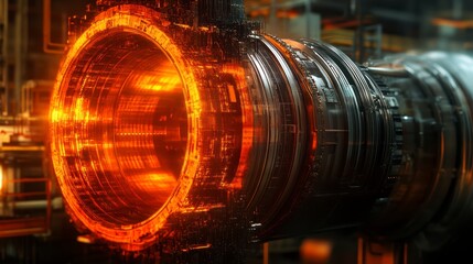 Aufkleber - Glowing orange core of a powerful industrial engine.