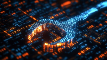 Aufkleber - Digital wrench on a circuit board, representing repair, maintenance, or technology solutions.