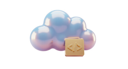 Isolated Cloud with Code Symbol Representing Development