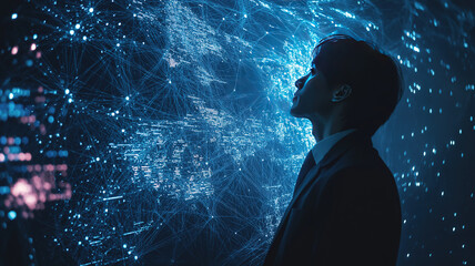 Wall Mural - data network in use by a businessman for efficient business processes and communication