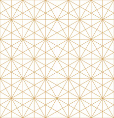 Wall Mural - geometric gold hexagon pattern on white. intersecting lines form star-like shapes. elegant, modern, 