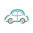 © warmjuly - Car shape outlined by colorful pencils on a white background.