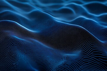 Poster - Futuristic Abstract Network Background with Glowing Blue Dots and Lines on Black