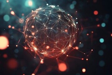 Aufkleber - Glowing Sphere of Connected Dots and Lines Over Transparent Background Complex Design