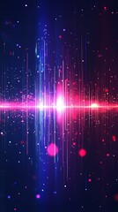 Poster - Abstract Glowing Data Stream with Blue, Pink and Red Light Effects, Bokeh Orbs