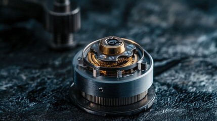 Poster - Innovation in precision engineering close-up photography of mechanisms in an industrial workshop setting