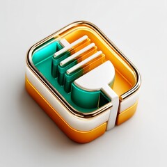 Aufkleber - Abstract 3D Icon with Golden Accents, Striking Colors, and Modern Design, perfect for branding or website elements.