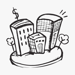 Wall Mural - office buildings, finance doodle, illustration vector