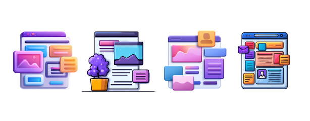 Colorful Web Design Elements for Responsive Website and Mobile App Development