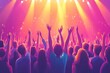 © Salman - Energetic crowd with raised hands enjoying a vibrant concert under bright stage lights. Perfect for music festival promotion or event advertising.