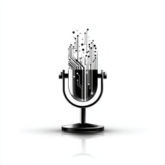 Poster - Modern Digital Microphone: Futuristic Technology with Circuit Board Design, Podcast Equipment