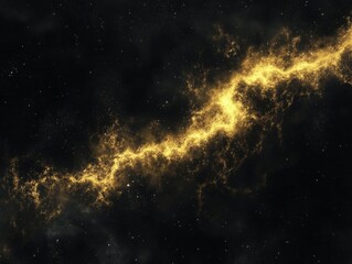 Wall Mural - golden cosmic river flowing through the dark expanse of space galaxy with twinkling stars and nebula