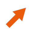 © Ihor Voron - Large diagonal orange arrow with gray outline pointing upward and right on white background. Simple graphic element for presentations, websites, and promotional materials indicating growth or directio