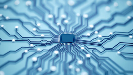 Abstract Technology Concept with a Dominant Blue Circuit Background