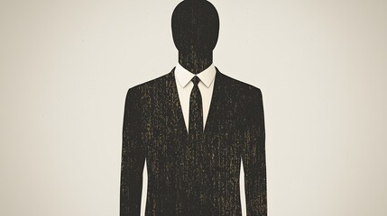 Wall Mural - abstract silhouette of a businessman in formal attire with unique textured background